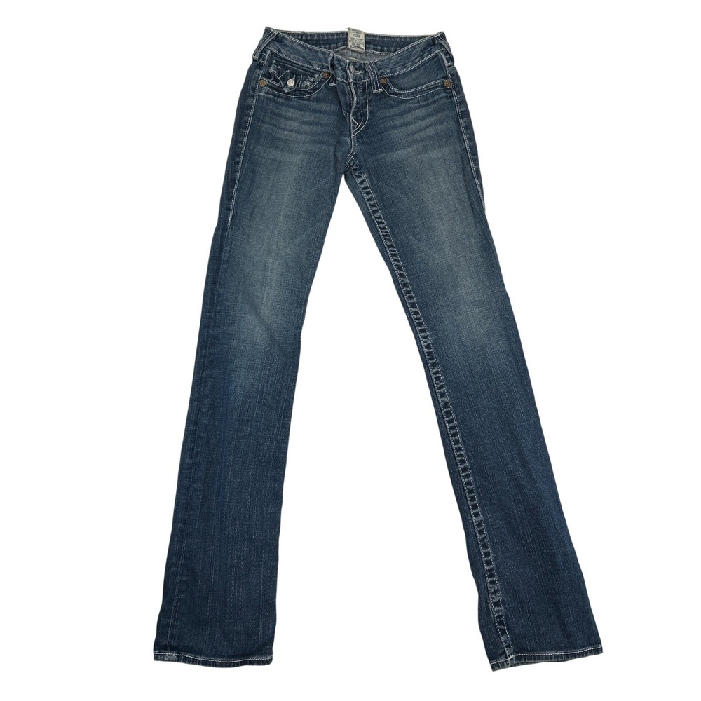 True Religion Jeans Womens 27 Blue Low Rise Selvedge Y2K Western Flap Pocket
